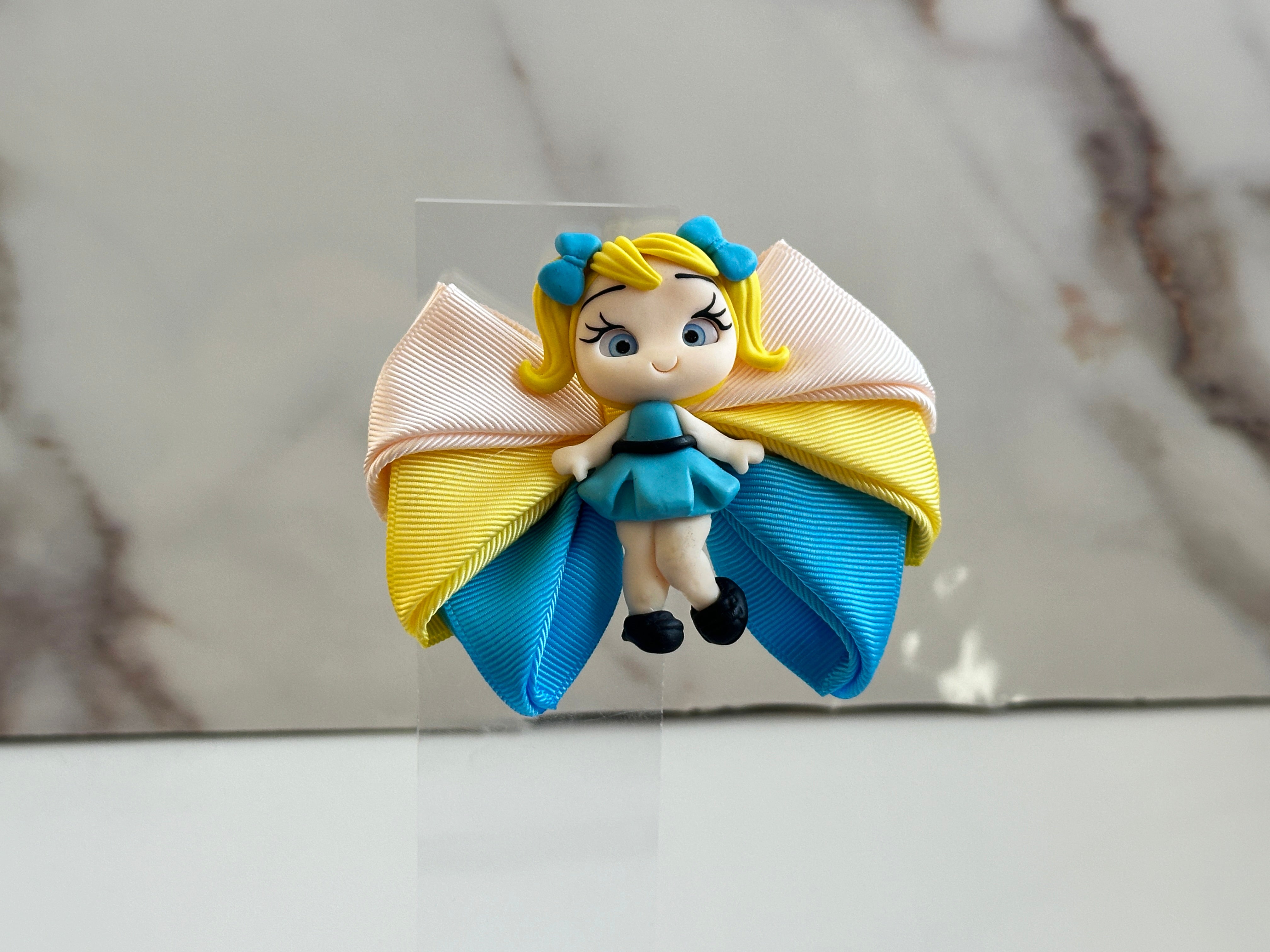 BlueYellow Bubbles Hair Clip | Ballad Bows - Magic in every bow!